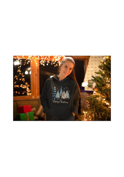 Stil X Yeni Yıl Baskılı Kadın Sweatshırt, Chrıstmas Temalı Siyah-2