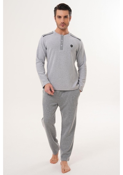 Mecit Pijama Mecit 2998 Gri Selanik Kumaş Kışlık Erkek Pijama Takımı Gri