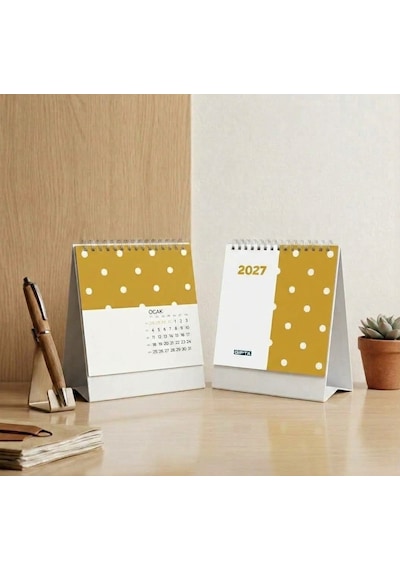 2027 Yılı 14x14 Cm Sıvama Üçgen Masa Takvimi Model 3