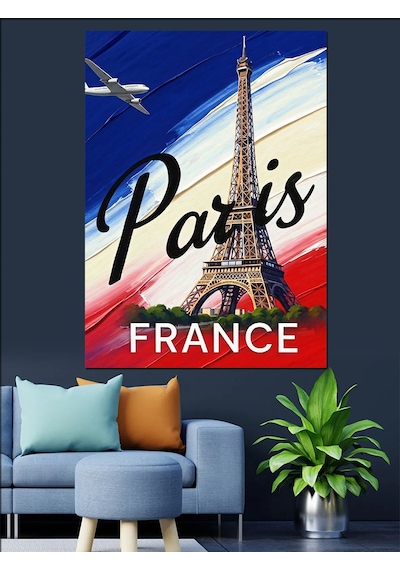 Ahşap Tablo Paris Eyfel Kulesi Retro Poster