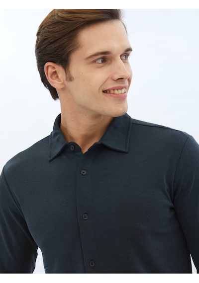 Kip Lacivert Düz Regular Fit Casual Gömlek 4112002 Lacivert