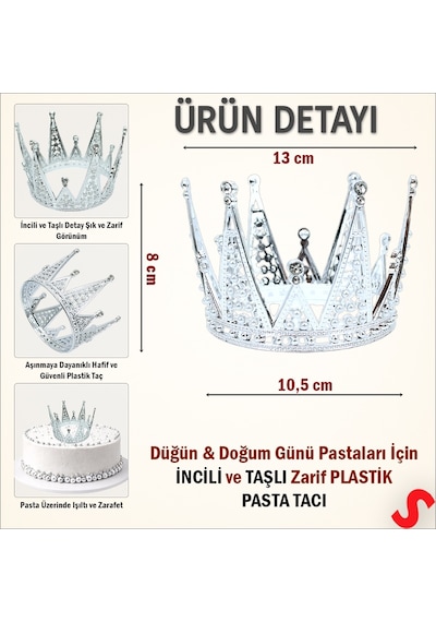 Taç - Plastik - 14 Cm X 8 Cm - Gümüş