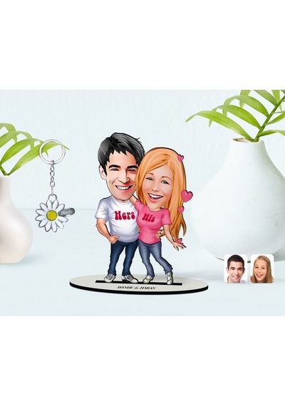 Kişiye Özel Sevgililer Karikatürlü 3D Ahşap Biblo Ve Isimli Silve (473842644)