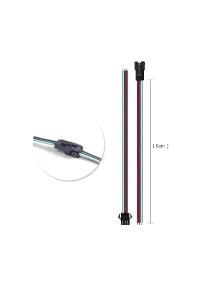 2 Adet 3 Pin Jst Sm 10cm Kablo Erkek Dişi Çifti Bağlantı Soketi Led Konnektör Şerit Led Rgb Ws2812b Ws2811