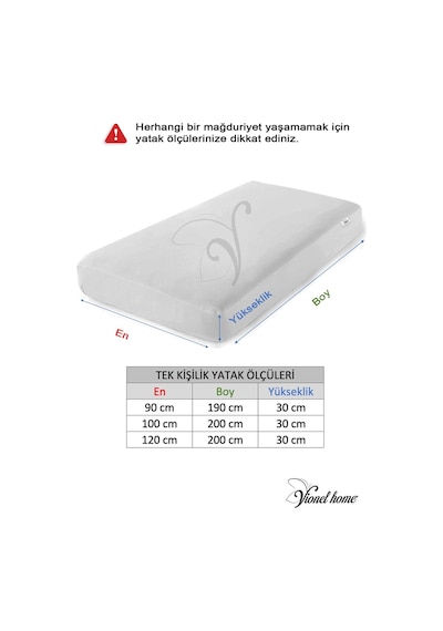 Vionel Home %100 Pamuk Yatak Koruyucu Alez Tek Kişilik Full Kenar Fitted Su & Sıvı Geçirmez