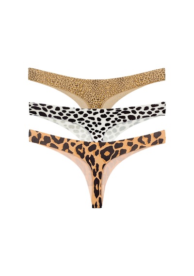 Vanilya Secret Lazer Tanga Leopar Desenli 3'lü Paket Çok Renkli