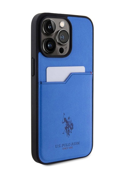 Apple iPhone Uyumlu 15 Pro Max Kılıf U.s. Polo Assn.  Lisanslı Baskı Logolu Pu Kartlıklı Kapak - Lacivert