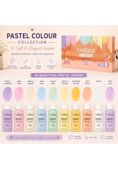 Pastel Renkli Akrilik Boya Seti, 10'lu 59ml Tüplerde Sunuluyor 0,15 L
