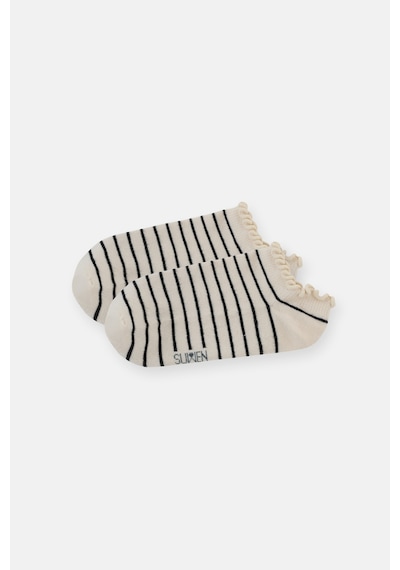 Suwen Stripe Fırfırlı Patik Çorap Wss12010418036 Ekru
