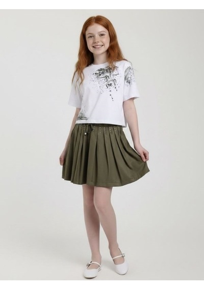 Zekids Kız Çocuk Tasarım Şort-17250 Haki