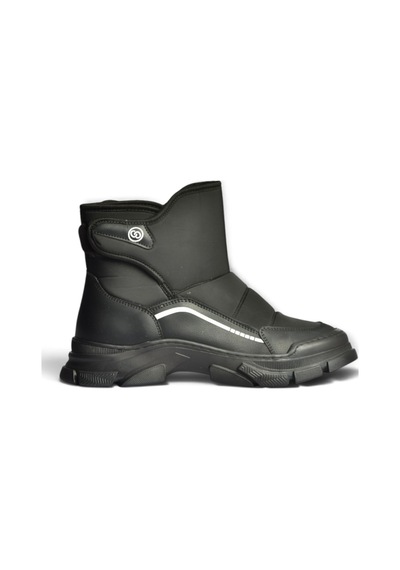 Fox Shoes Z820260304 Siyah Kumaş Cırt Cırtlı Kalın Tabanlı Kışlık Şişme Kar Botu