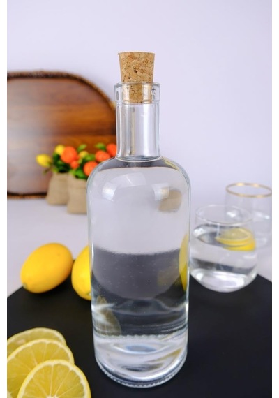 Digithome Mantar Kapaklı Cam Su Şişesi Başucu Sürahisi Karaf 700 Ml - Tg0809040001ecy C320.225