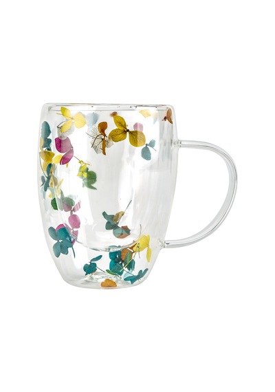 Kitchen Borosilikat Çiçek Desenli Kupa - Renkli - 350 Ml