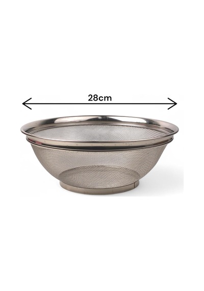 Paslanmaz Çelik Kulpsuz Süzgeç 28cm, Paslanmaz Çelik Pirinç Süzgeci, Paslamaz Çelik Mutfak Süzgeci, Paslanmaz Çelik Salata 28cm Süzgeci Gümüş
