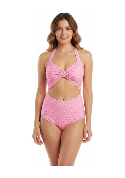 Bonbon Kadın Puantiye Desenli Boyundan Bağlamalı Sırtı Açık Body Bb2324 Siyah