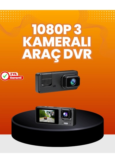 Araç İçi Güvenlik Kamerası 3 Kanallı, 24 Saat Park Kaydı Destekli 78514524