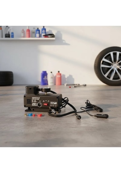 Bay 250 Psı Oto Hava Kompresörü - 220v Ve 12v Uyumlu Yol Yardım Lastik Şişirme Pompası Najmaddin Standart