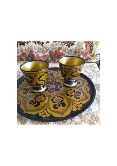 Rusya Tabak Ve Kadehler Sarı