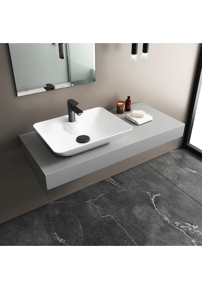 Isvea Sistema Y Tezgah Üstü Çanak Lavabo 52 Cm, Batarya Delikli Beyaz 10sy50052