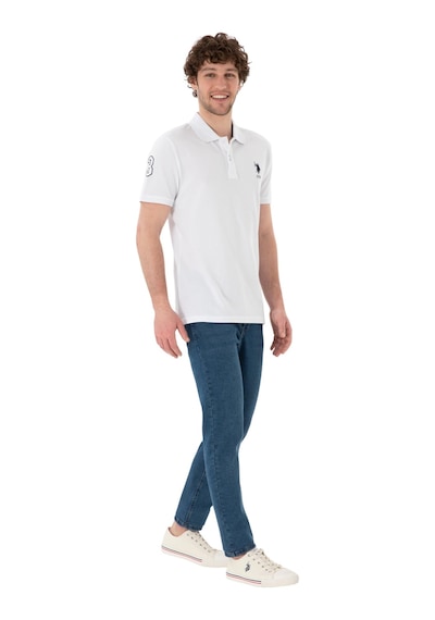 U.S. Polo Assn. Erkek Slim Fit Polo Yaka Basic Tişört Beyaz