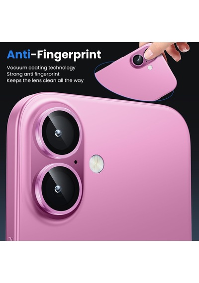 Apple Uyumlu iPhone 16 Plus Raze Metal Kamera Lens Koruyucu Pembe