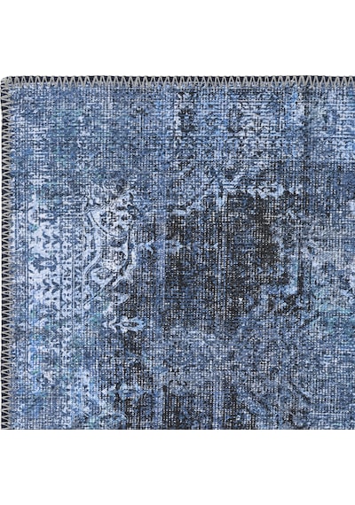 Cool Halı Patchwork Mavi Lacivert Vintage Eskitme Bohem Şönil İnce Halı Salon Oturma Odası Halısı
