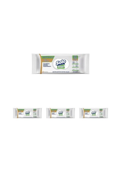 Solo Yüzey Temizleme Mendili Doğal Güç Beyaz Sabun 1x100 4lü Paket