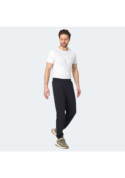 Slazenger RUSLAN Erkek Fermuar Cepli Dar Paça Siyah Eşofman Altı