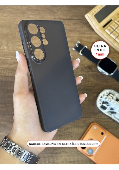 Samsung Galaxy S26 Ultra Uyumlu Süper İnce Mat Ultra Thin Silikon Kılıf Buzlu Siyah