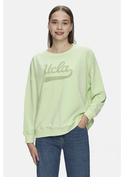 Ucla Barbara Yeşil Bisiklet Yaka Nakışlı Oversize Kadın Sweatshirt Yeşil