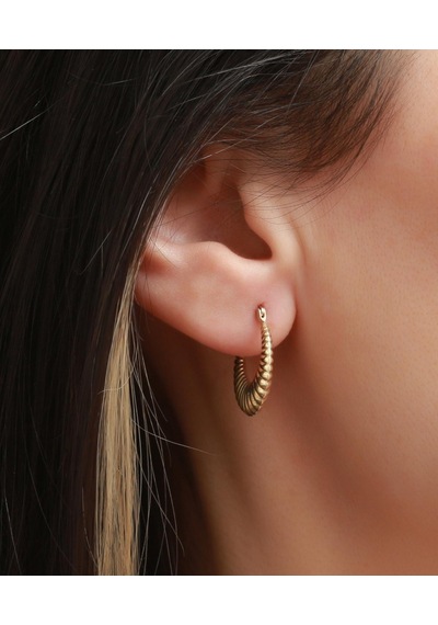Bayar Gold 14 Ayar Altın Mini İstiridye Küpe Sarı Altın