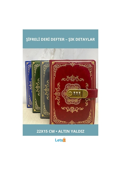 Özel Tasarım Şifreli Deri Defter 22x15 Cm Güvenli Kilitli Günlük Çok Renkli