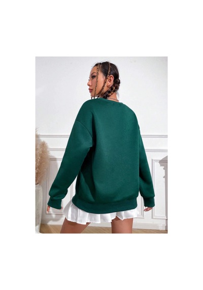 Tarzsokak Haki Live Özel Renkli Oversize Bisiklet Yaka Pamuklu Sweatshirt Haki