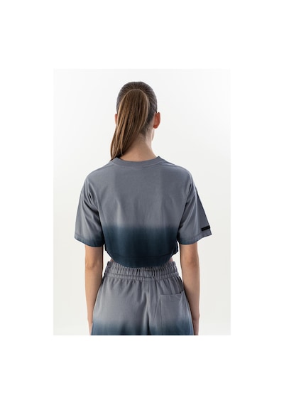 Maraton Comfort Kadın Bisiklet Yaka Gri Crop Top Gri