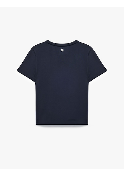 Koton Slim Fit Kısa Kollu Bisiklet Yaka Spor Tişört Lacivert 6sak10321nk