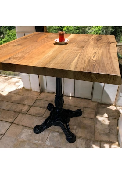 Cafe Masa Ahşap Kütük Masa Aslan Ayak Kare 70x70 Ceviz
