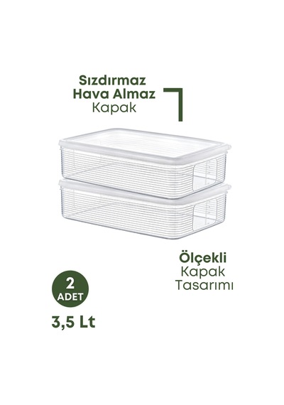 Grimorlife 2 Adet 3,5 Litre Buzdolabı Içi Düzenleyici Saklama Kabı -buzluk Saklama Kabı Diğer