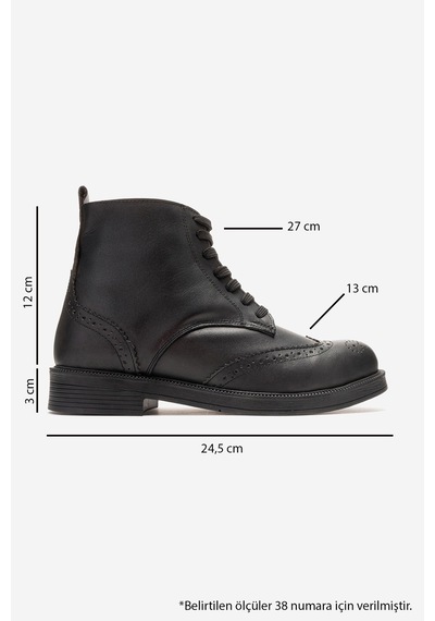 Luvishoes Nelvy Siyah Cilt Hakiki Deri Kadın Bot Siyah