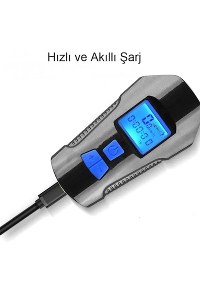 Şarjlı Bisiklet Işık Korna Lcd Hız Gösterge Su Geçirmez Led Fener