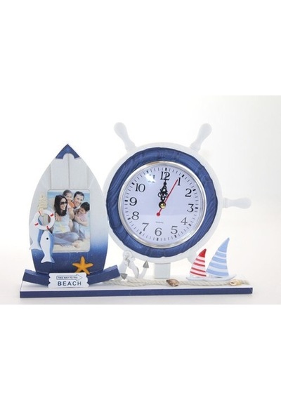 Ahşap Marin Dümenli Çerçeveli Saat Model 1 Renkli