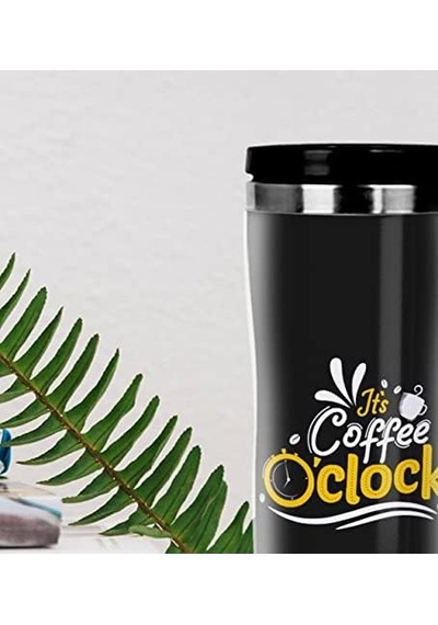Coffee Tasarımlı Çelik Termos Bardak Açık Beyaz