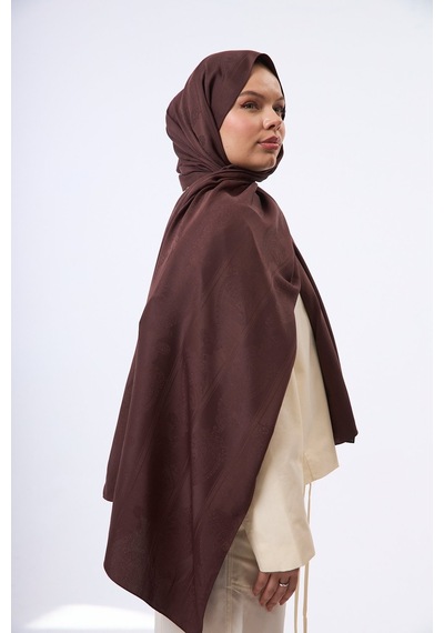 Mirsoy Scarf Zerafet Desen Şal Acı Kahve