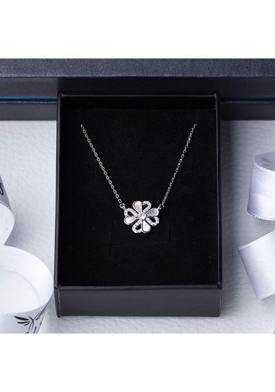 Yonca Model Sedef Zirkon Taşlı 925 Ayar Gümüş Kadın Kolye Gümüş - Rodyum Yonca Model Sedef Zirkon Taşlı 925 Ayar Gümüş Kadın Kolye Gümüş - Rodyum