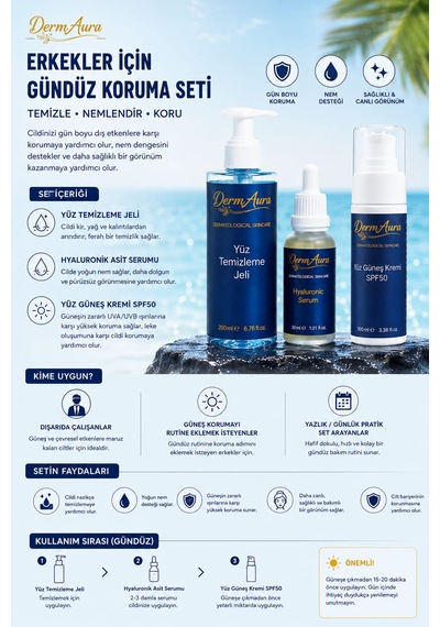 Dermaura Erkekler İçin Gündüz Koruma Seti