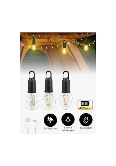 Taşınabilir Şarjlı Led Ampül Outdoor Kamp Bahçe Lambası Diğer