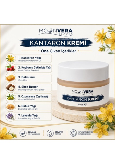 Moonvera Beauty Kantaron Yağlı Nemlendirici Ve Onarıcı Cilt Bakım Kremi 50 Ml