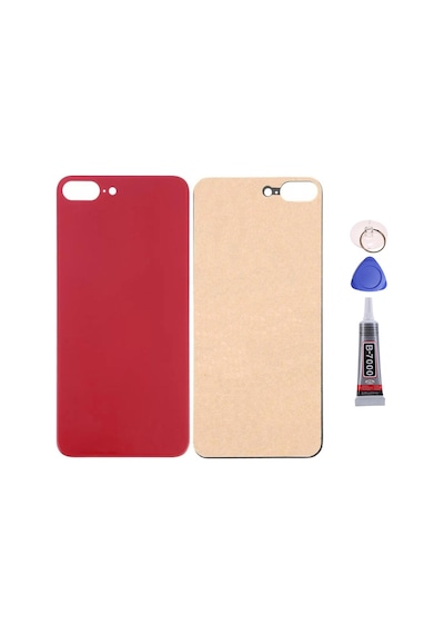 Apple Uyumlu iPhone 8 Plus Kırmızı Arka Kapak Batarya Kapağı Pil Kapağı Yapışkan Ve Sökme Aparatıyla Beraber Full Set Kırmızı