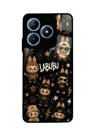 Realme C63 Street Labubu Tasarımlı Glossy Telefon Kılıfı Siyah