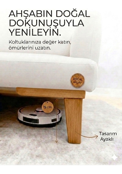 1. Sınıf Gürgen Ağacı Açık Ceviz Küt Mobilya Kanepe Koltuk Tv Ünitesi Mobilya Ayakları 5 Li Set Köşe Ayak Ve Destek Ayağı 15 Cm Robot Süpürge Uyumlu