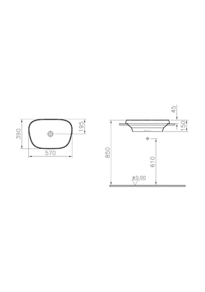 VitrA Frame Tezgah Üstü Tv Lavabo 57 CM Beyaz 5653B403-0016
